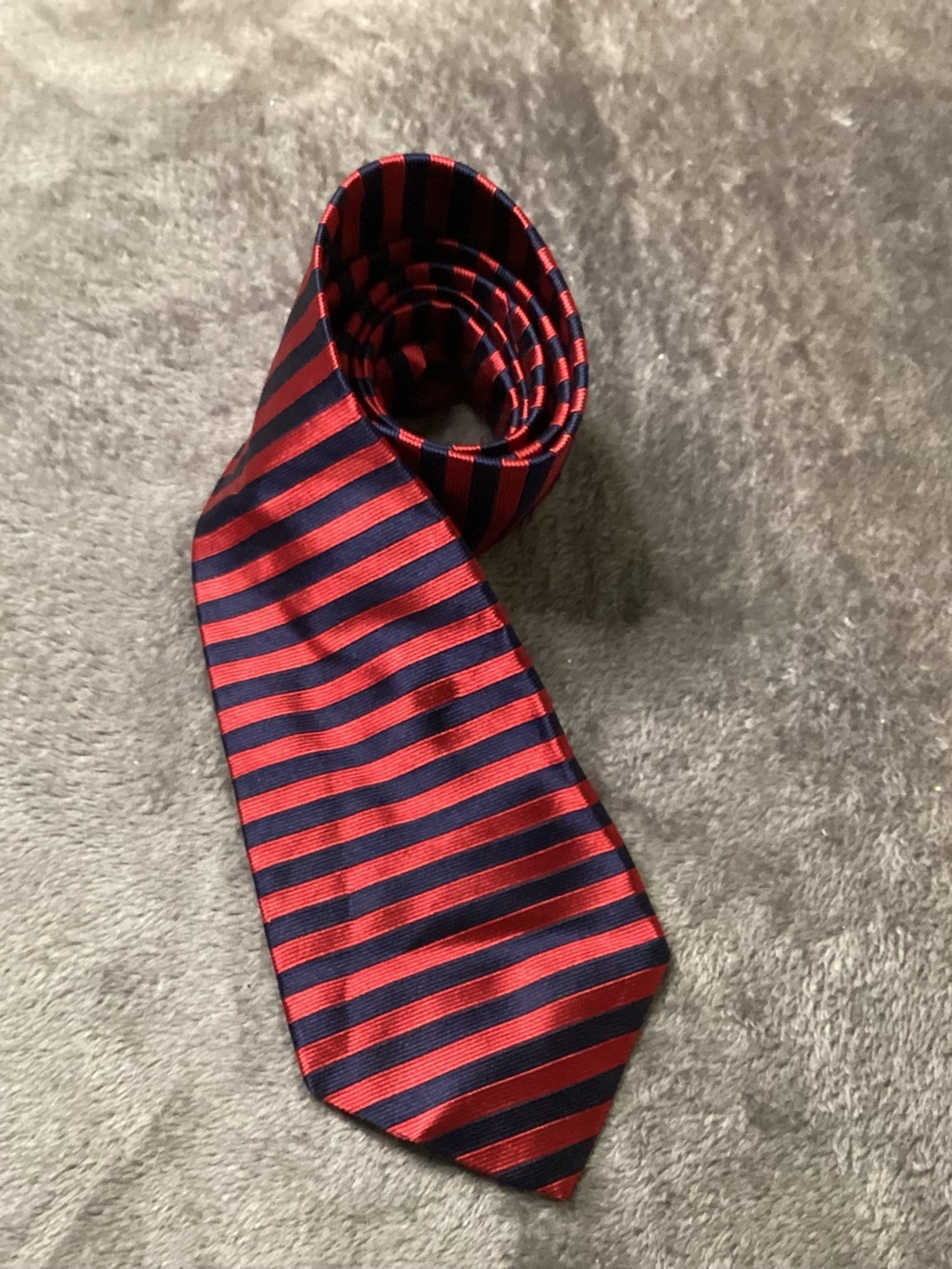 Embassy Row Classic Red and Navy Striped Men's Tie